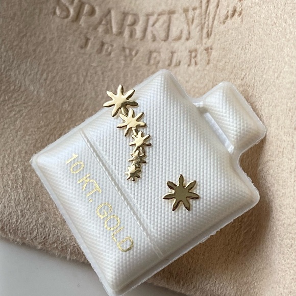 10k Solid Gold Earrings / Gold Piercing Stud Earrings / Waterproof Earrings - Picture 13 of 14